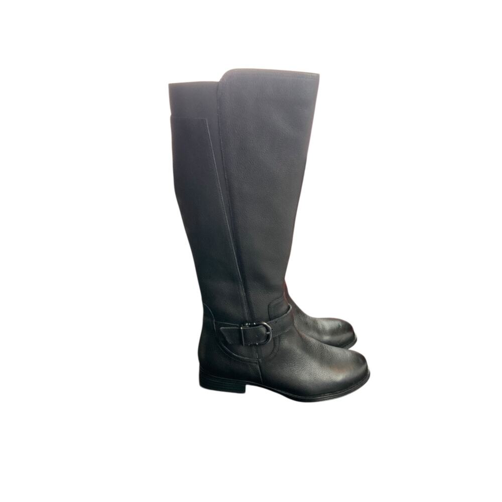 Naturalizer Jayden Tall Riding Boots Black Leather Zip Low Heel Womens 6M